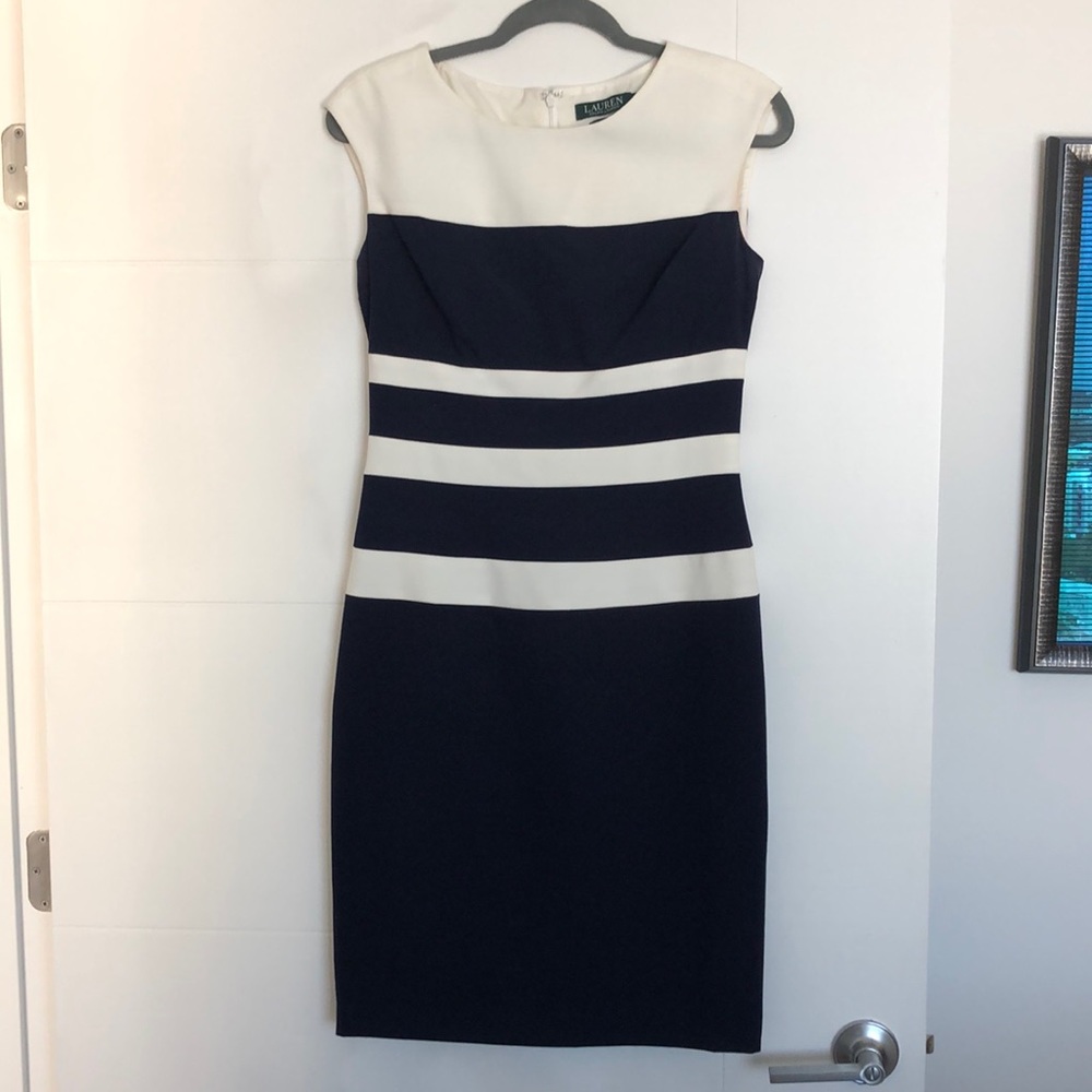 Ralph Lauren Navy and White sheath dress
